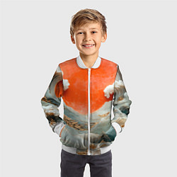 Бомбер детский Японский пейзаж абстракция, цвет: 3D-белый — фото 2