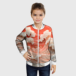Бомбер детский Японские красные волны, цвет: 3D-белый — фото 2