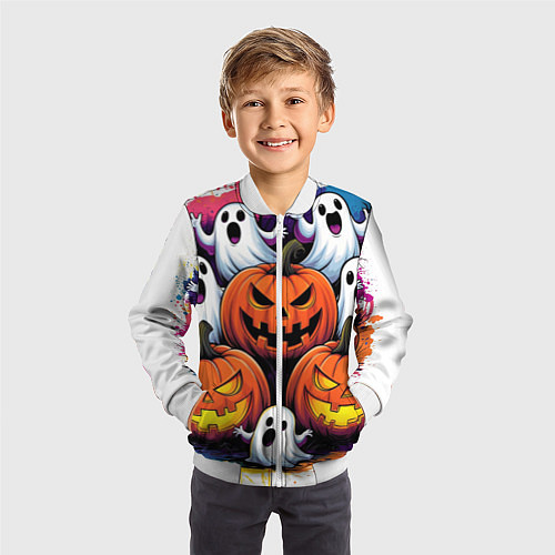 Детский бомбер Happy Halloween 25 / 3D-Белый – фото 3