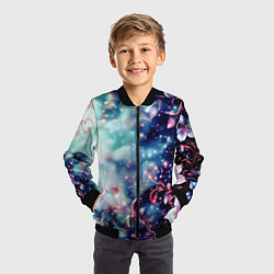 Бомбер детский Магические цветы сине-зелёный, цвет: 3D-черный — фото 2