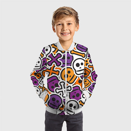 Детский бомбер Funny skulls / 3D-Белый – фото 3