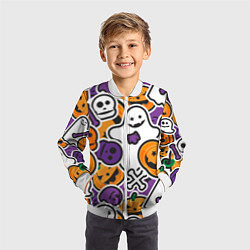Бомбер детский Улыбки хэллоуина, цвет: 3D-белый — фото 2