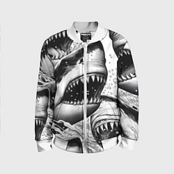Бомбер детский Белая акула - стая, цвет: 3D-белый
