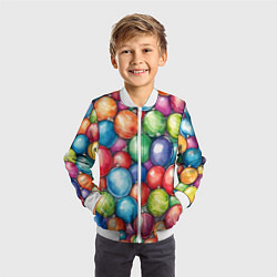 Бомбер детский Россыпь новогодних шаров, цвет: 3D-белый — фото 2