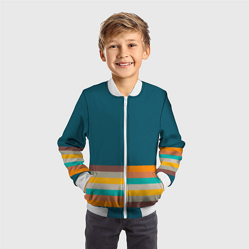 Детский бомбер Индиго и шумовой градиент заката с текстурой / 3D-Белый – фото 3