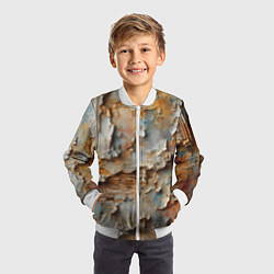 Бомбер детский Старая штукатурка на стене - абстракция, цвет: 3D-белый — фото 2