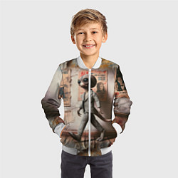 Бомбер детский Пришелец в костюме в полосочку, цвет: 3D-белый — фото 2