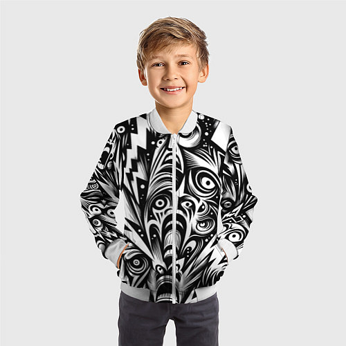 Детский бомбер Lightnings and faces - ai art fantasy / 3D-Белый – фото 3