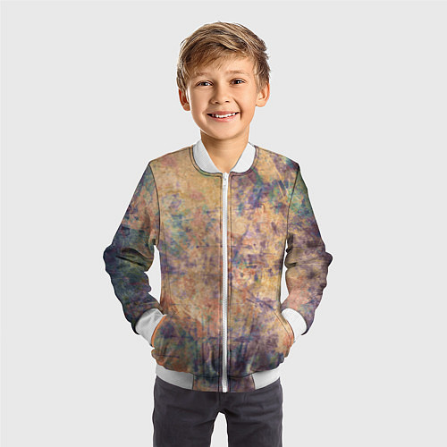 Детский бомбер Абстракция - pink marble with blue flecks / 3D-Белый – фото 3