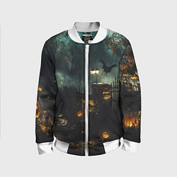 Бомбер детский Ночь тыкв и теней, цвет: 3D-белый