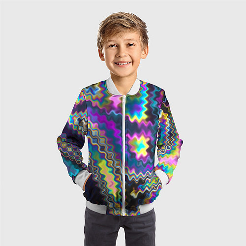 Детский бомбер Абстракция переливы / 3D-Белый – фото 3