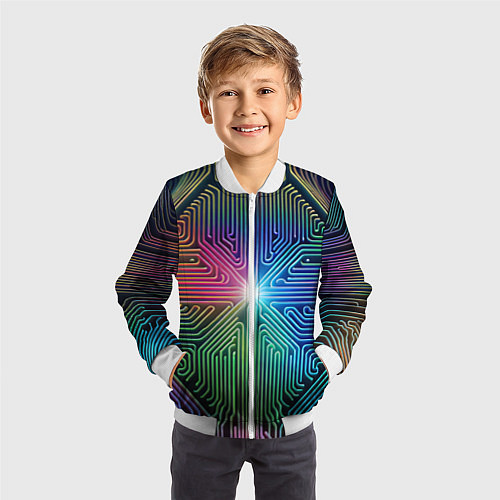 Детский бомбер Линейная графика / 3D-Белый – фото 3