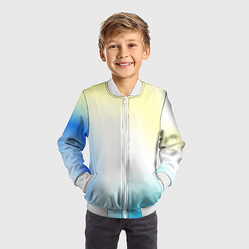 Детский бомбер Color yellow blue white / 3D-Белый – фото 3