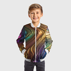 Бомбер детский Сморщенные складочки жидкости, цвет: 3D-белый — фото 2