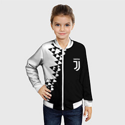 Бомбер детский Juventus черно белая геометрия текстура, цвет: 3D-белый — фото 2