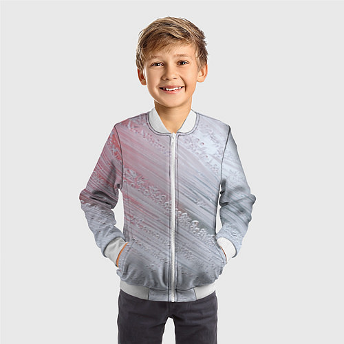Детский бомбер Морозные полосы на стекле / 3D-Белый – фото 3