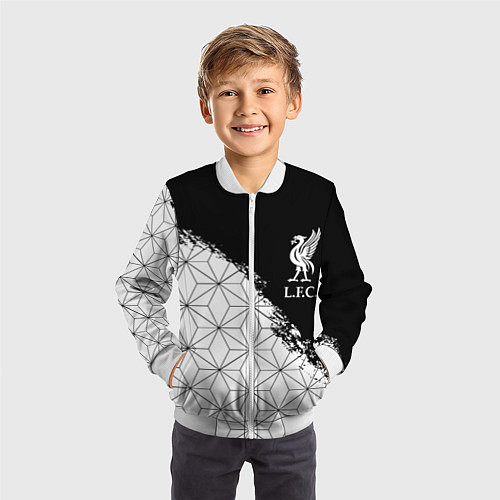 Детский бомбер Liverpool краски текстура геометрия / 3D-Белый – фото 3