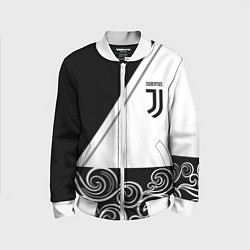 Бомбер детский Ювентус геометрия полосы текстура, цвет: 3D-белый