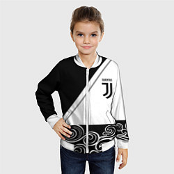 Бомбер детский Ювентус геометрия полосы текстура, цвет: 3D-белый — фото 2
