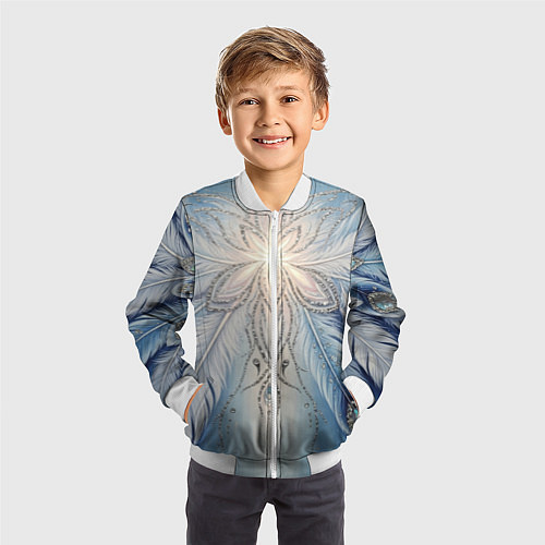Детский бомбер Ледяной перьевой орнамент со светом / 3D-Белый – фото 3