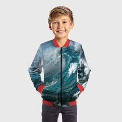Бомбер детский Волна, цвет: 3D-красный — фото 2