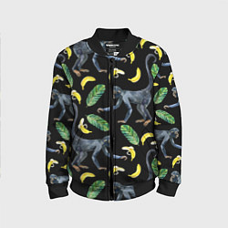 Бомбер детский Обезьянки и бананы, цвет: 3D-черный