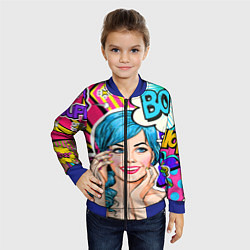 Бомбер детский Pop art, цвет: 3D-синий — фото 2