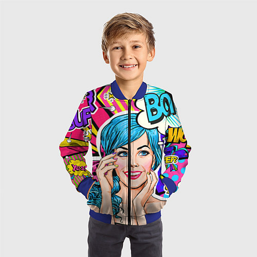Детский бомбер Pop art / 3D-Синий – фото 3