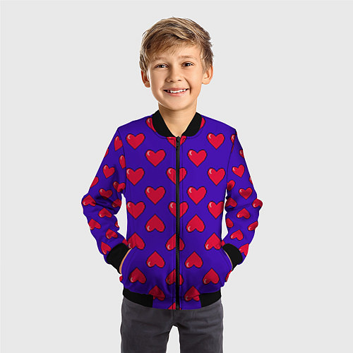 Детский бомбер Hearts Pattern / 3D-Черный – фото 3