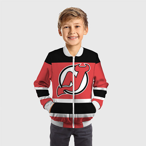 Детский бомбер New Jersey Devils / 3D-Белый – фото 3