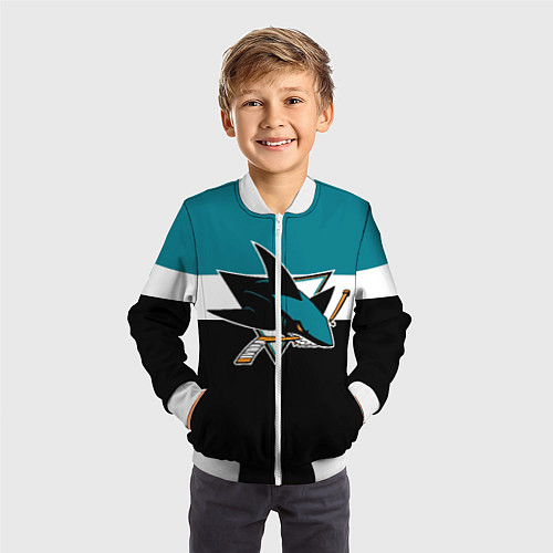 Детский бомбер San Jose Sharks / 3D-Белый – фото 3