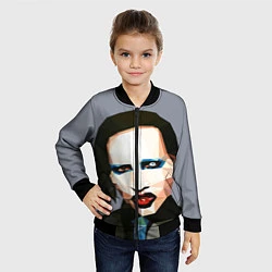 Бомбер детский Mаrilyn Manson Art, цвет: 3D-черный — фото 2