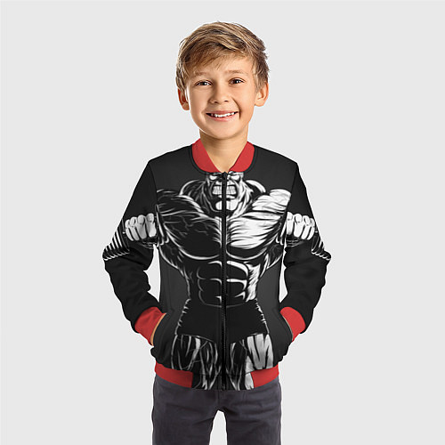 Детский бомбер Bodybuilder / 3D-Красный – фото 3