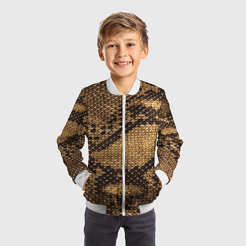Детский бомбер Змеиная кожа / 3D-Белый – фото 3