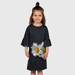 Платье клеш для девочки Полевые ромашки, цвет: 3D-принт — фото 2
