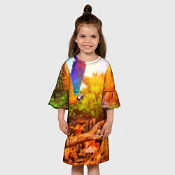 Платье клеш для девочки Взмах попугая, цвет: 3D-принт — фото 2