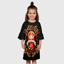 Платье клеш для девочки Матрешка - хохлома, цвет: 3D-принт — фото 2