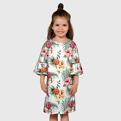 Платье клеш для девочки Цветы и бабочки 1, цвет: 3D-принт — фото 2