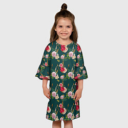 Платье клеш для девочки Цветы и бабочки 7, цвет: 3D-принт — фото 2
