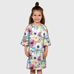 Платье клеш для девочки Цветы и бабочки 10, цвет: 3D-принт — фото 2