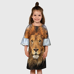 Платье клеш для девочки Красавец лев цвета 3D-принт — фото 2