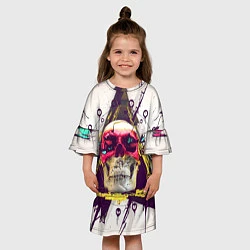 Платье клеш для девочки Череп, цвет: 3D-принт — фото 2