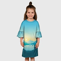 Платье клеш для девочки Олень у озера, цвет: 3D-принт — фото 2