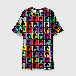 Платье клеш для девочки The Beatles: pop-art, цвет: 3D-принт