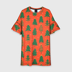 Платье клеш для девочки Ёлочки, цвет: 3D-принт