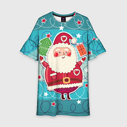 Платье клеш для девочки Дед мороз с подарками, цвет: 3D-принт