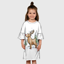 Платье клеш для девочки Оленёнок Рудольф, цвет: 3D-принт — фото 2