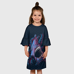 Платье клеш для девочки Underwater Fight, цвет: 3D-принт — фото 2