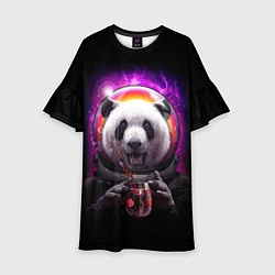 Платье клеш для девочки Panda Cosmonaut, цвет: 3D-принт