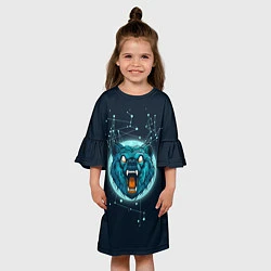 Платье клеш для девочки Космический медведь, цвет: 3D-принт — фото 2